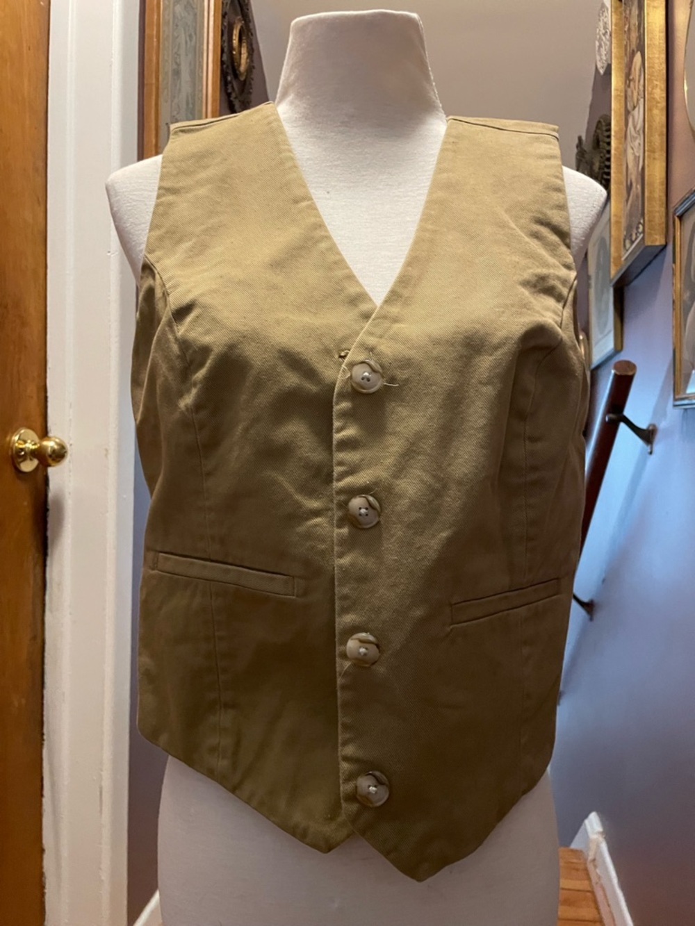 Madewell Woman’s -Style Cotton Vest in Olive Tan